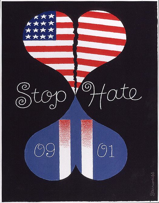 Stop Hate/Steinweiss. Alex Steinweiss, artist, [2001]. Exit Art Gallery Reactions Collection: A Global Response to the 9/11 Attacks. Prints & Photographs Division